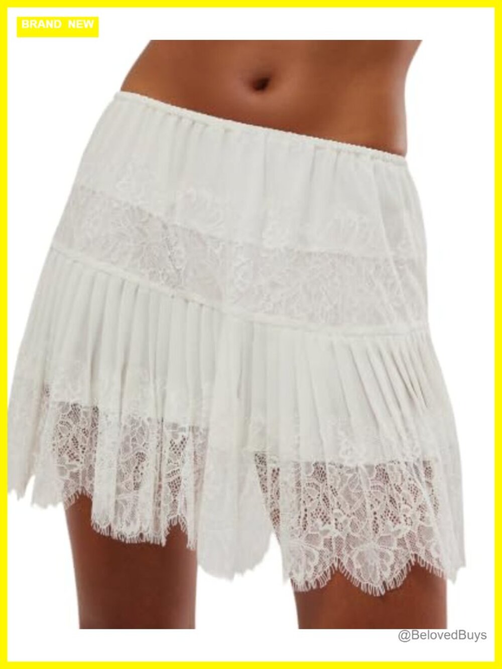 Women Lace Mini Skirt Ruffle Layered Flowy Half Slip Underskirt